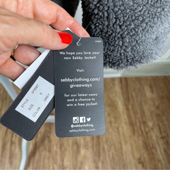 Sebby Collection Grey Teddy Sherpa Fleece NWT. SZ:S. - Picture 11 of 15